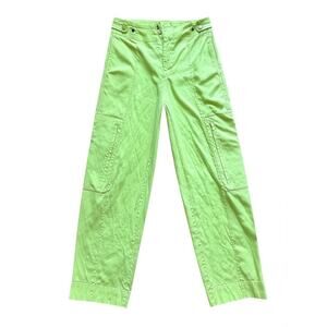 Jason Wu Women’s Lime Green Linen-Blend Wide Leg Cargo Pants Size 2/4
